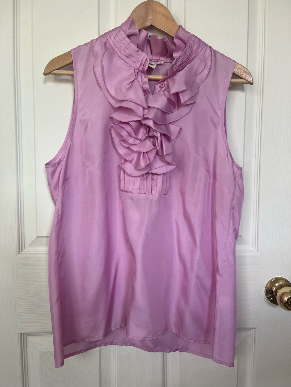 JCrew NWT- Sleeveless Silky Ruffle Front Sleeveless Blouse - Pink